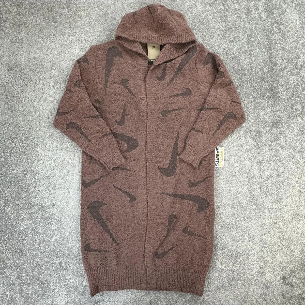 Nike Sweater Womens XS Hooded Swoosh Knit Cardigan Loose Sportswear Phoenix Cozy