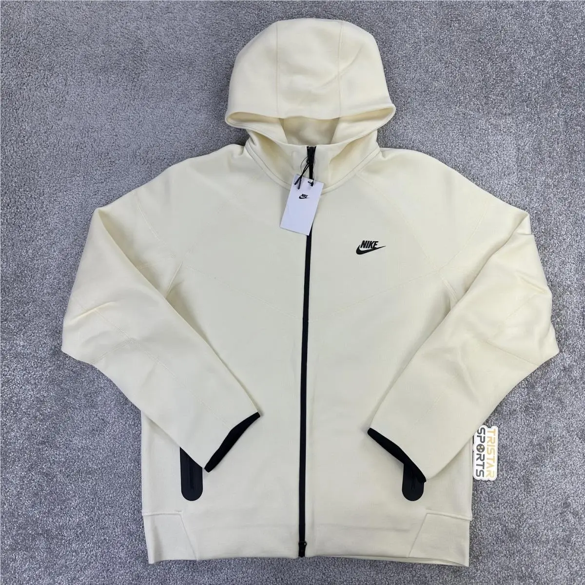 Nike Tech Fleece Hoodie Mens Large Coconut Milk Full Zip Windrunner Jacket