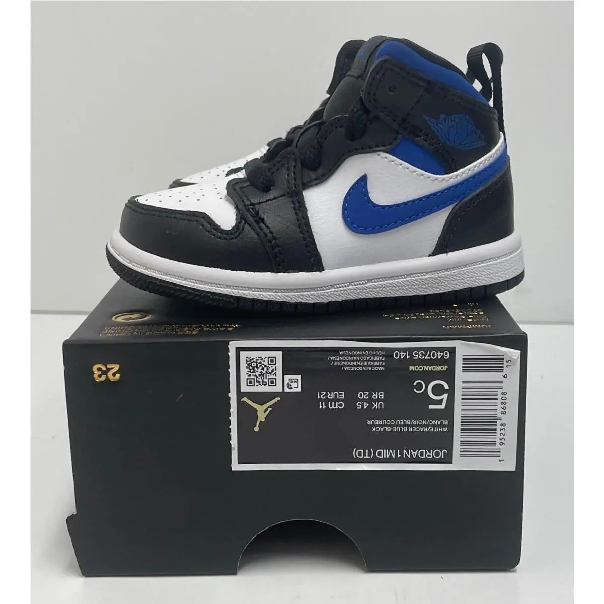 Jordan 1 Mid Game Royal White/racer Blue-black 640735 140 Toddler S-5C