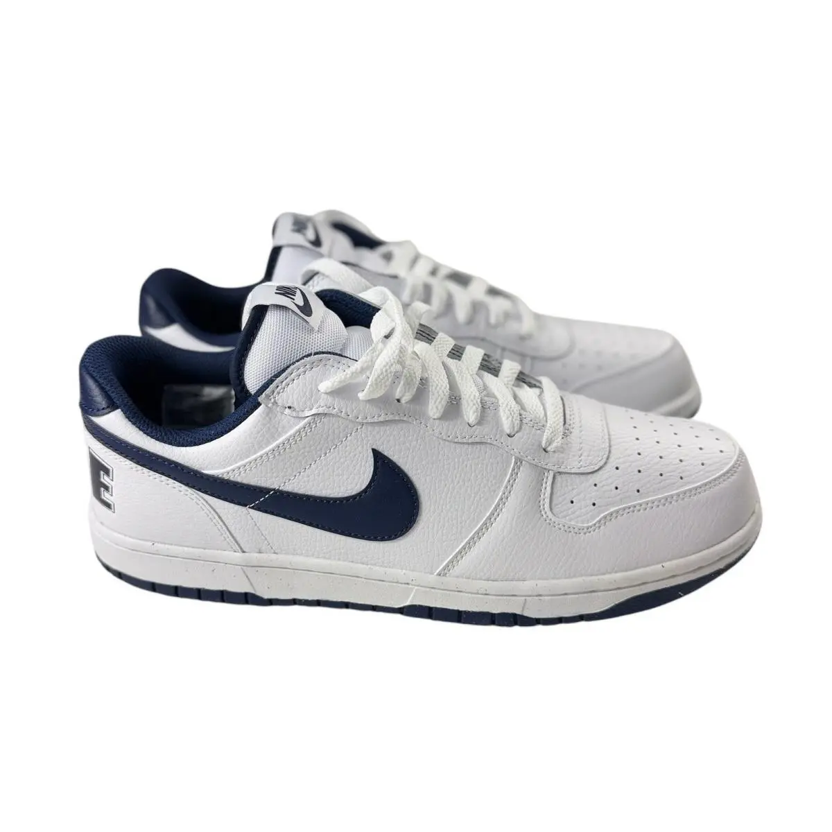 Nike Big Nike Low White Midnight Navy Mens 11 Womens 12.5 355152-140 Sneaker