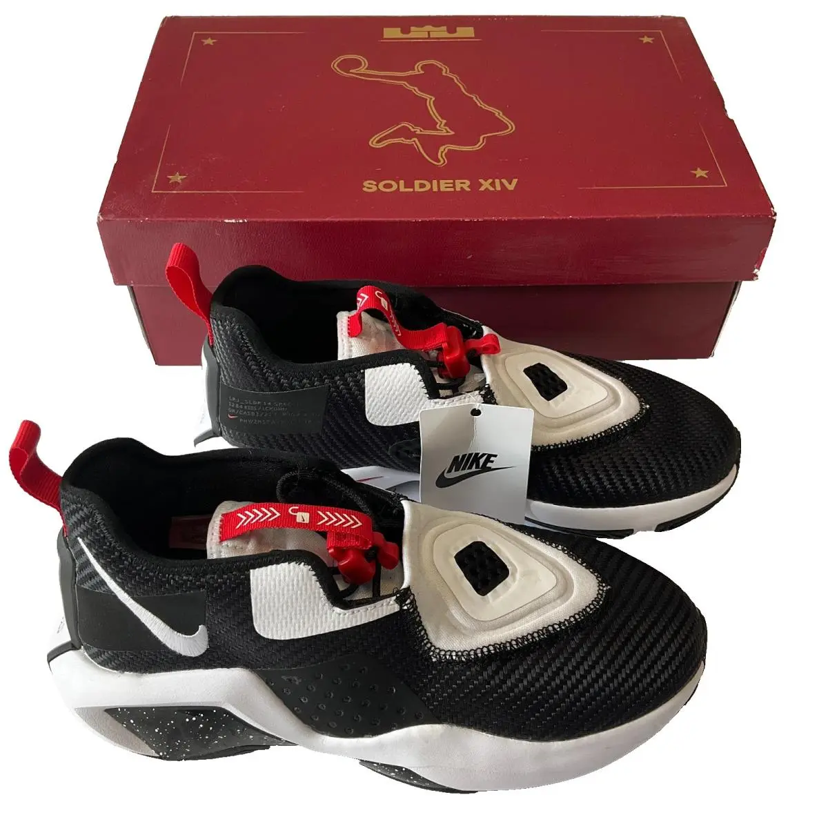 Nike Lebron Soldier Xiv Gs Sneaker Shoes Youth Size Us 6 Black White Basketball