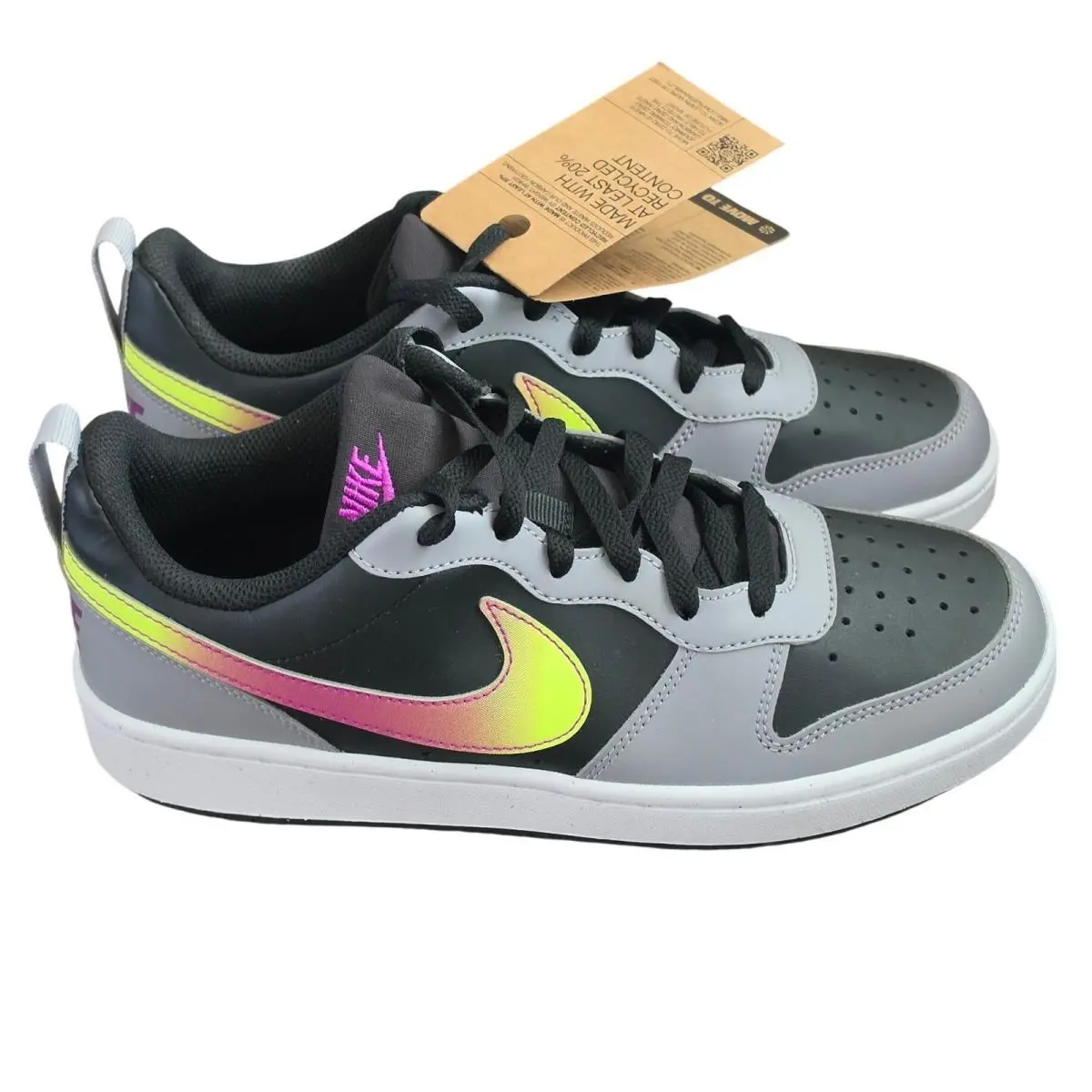 Nike Court Borough Low Recraft GS Black Purple Grey Sneakers DQ6965-001 Size 7Y