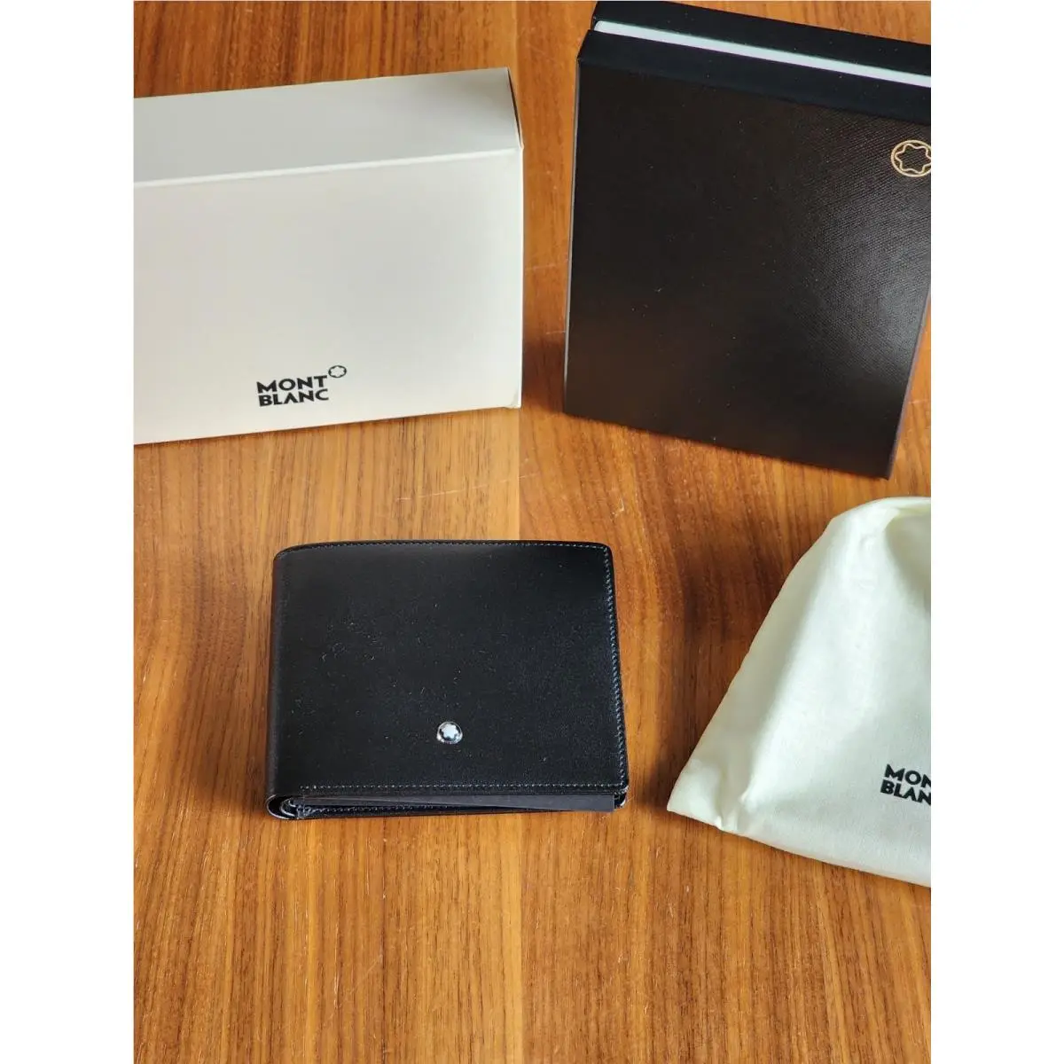 Montblanc Meisterstuck Leather Wallet 6 CC 2 View Pockets Black