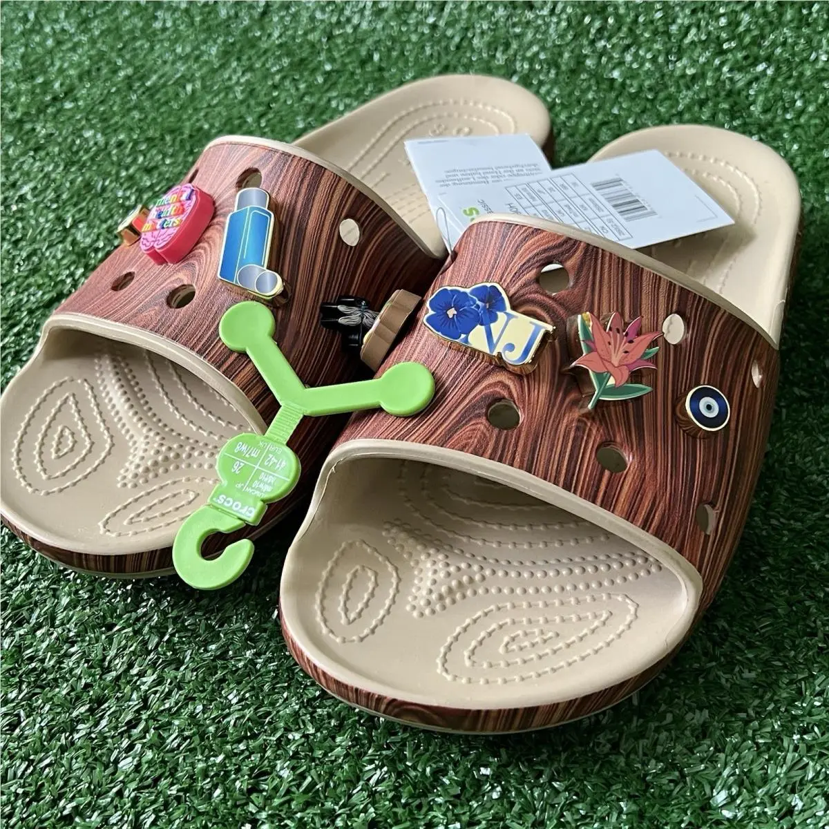 Crocs shoes - CROCS woodgrain slides - woodgrain slides - 208013-90H - Brown 2
