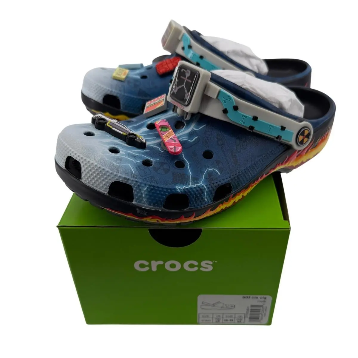 Crocs Back to The Future Classic Clogs Men 6/Women 8 Jibbitz Light Up 211503-90H