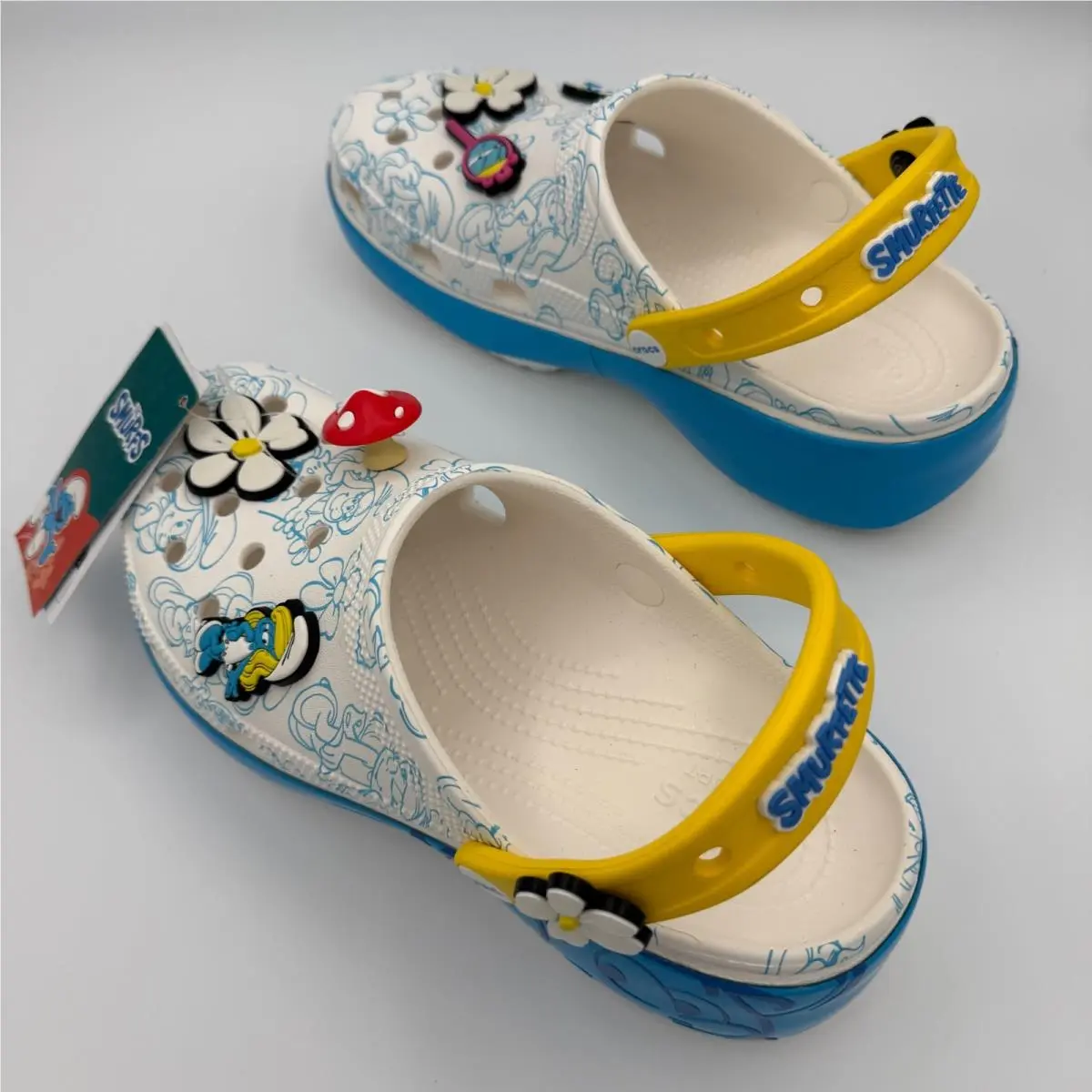 Iconic Crocs Smurfs Surfette Platform Clog W/jibbitz W9 in Bag A2-26