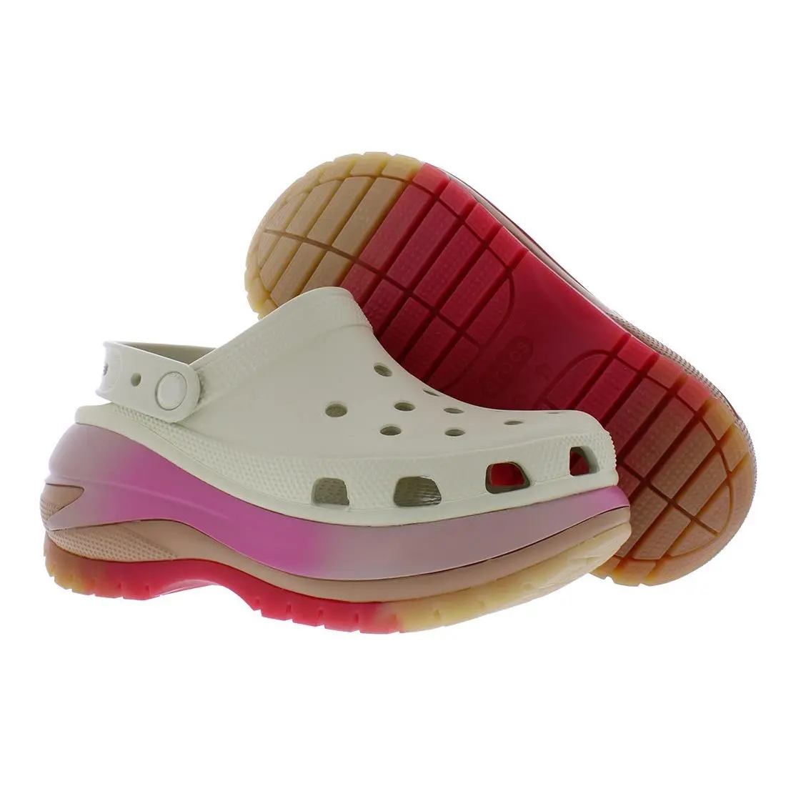 Crocs Mega Crush Color Dip Clog Unisex Shoes Size 9 Color: Bone/multicolored