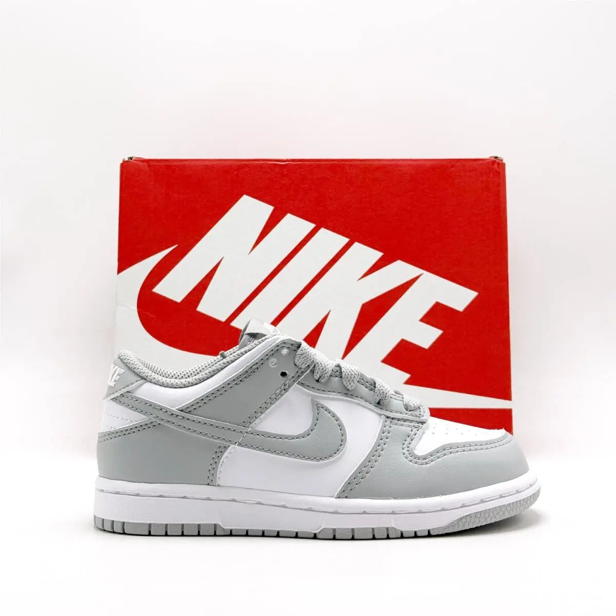 Little Kids` Nike Dunk Low PS White / Light Smoke Gray IU7765 123