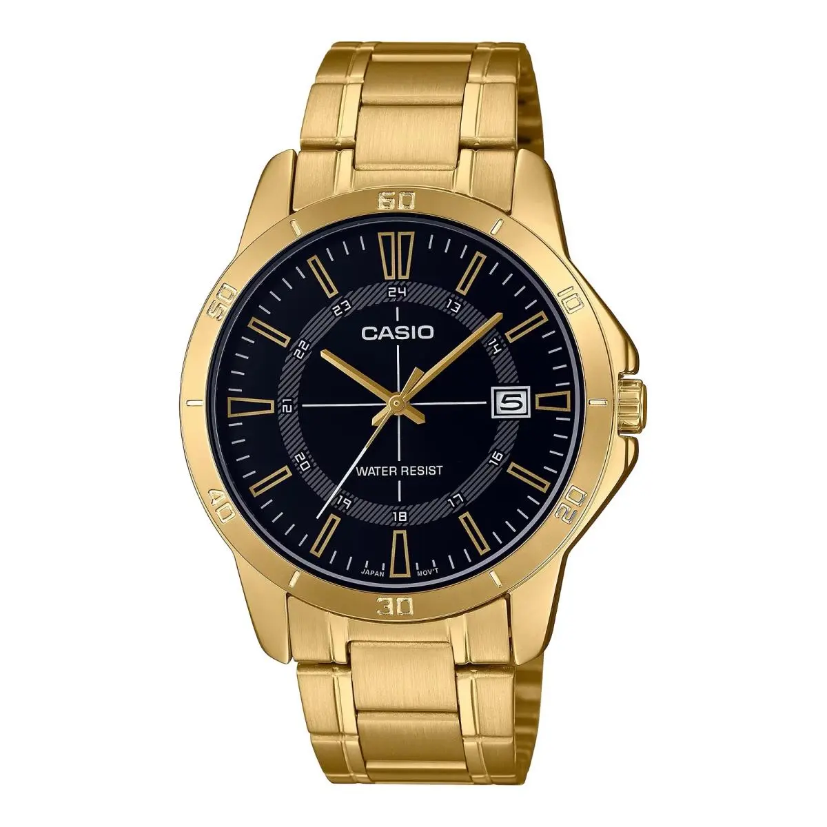 Men’s Gold Stainless Steel Watch with Black Dial - MTP-V004G-1CUDF by Casio