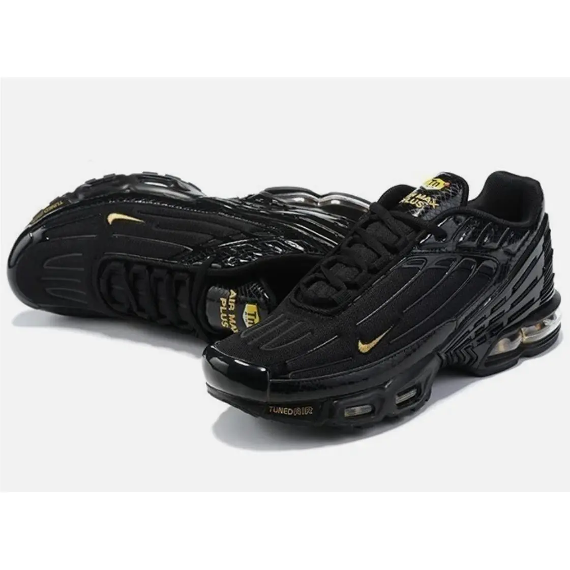 Nike Air Max Plus TN Black Yellow Low Top Running Shoes Trainers Size US 7-11
