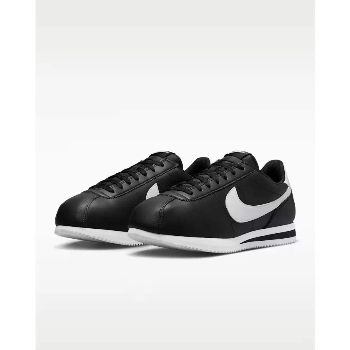 Nike Cortez DM4044-001 Sneakers Mens US 8.5 Black Leather Lifestyle Shoes HAM588