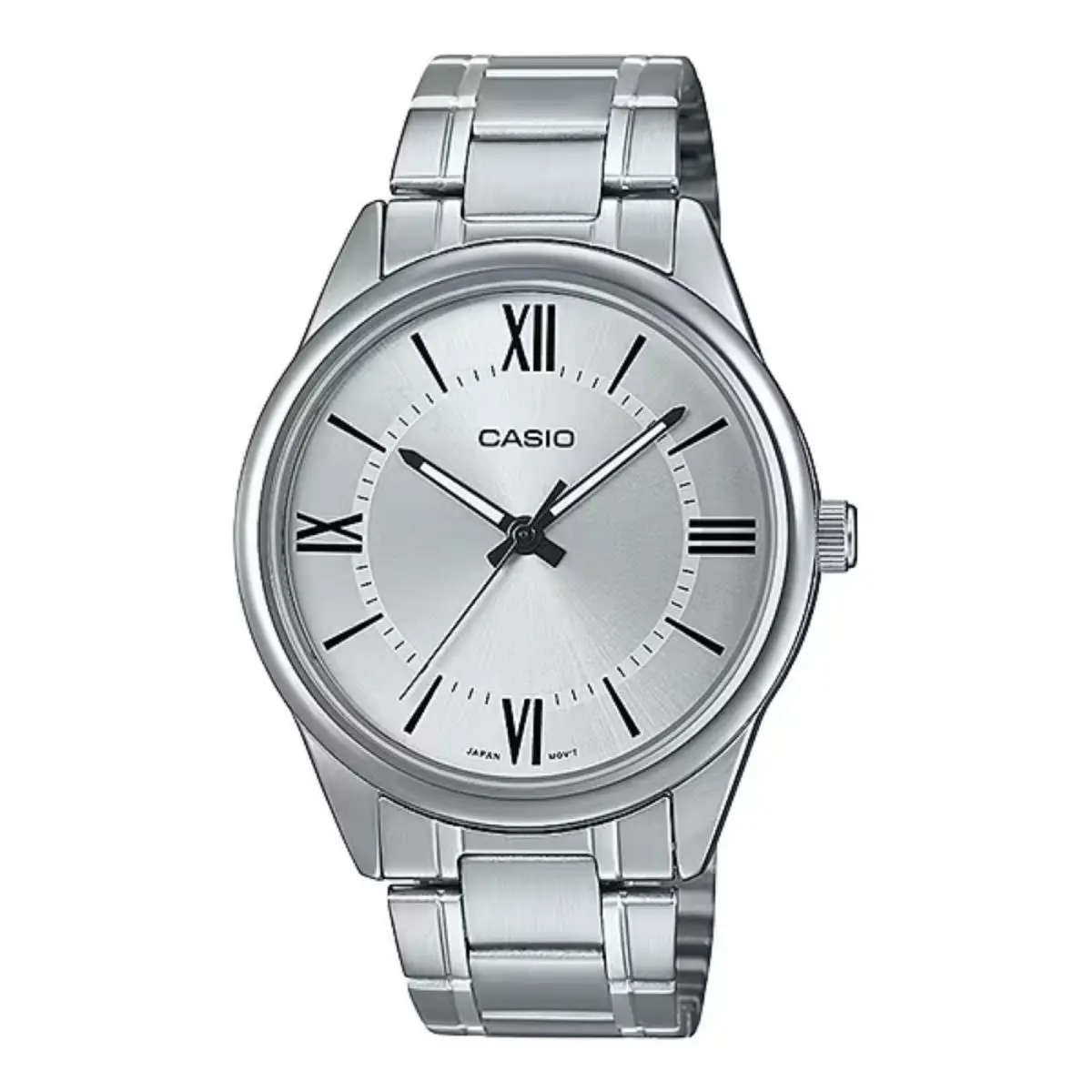Casio Men’s Classic Roman Numeral Analog Watch with Steel Bracelet - Silver