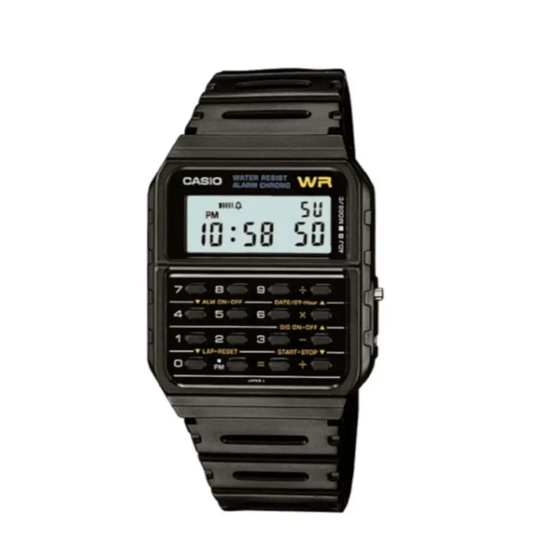 Classic CA-53W-1CR Calculator Watch Black Resin Vintage by Casio
