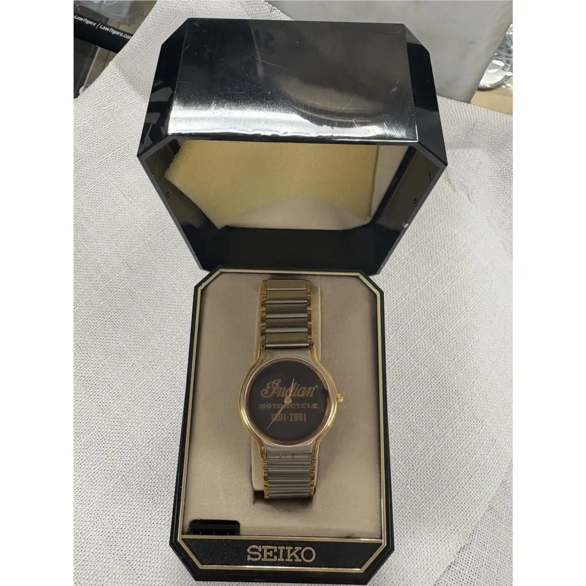 Vintage Indian Motorcycle  Two Tone Wristwatch 100th Anniversary by Seiko