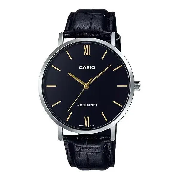 Casio Men’s Black Dial Leather Strap Analog Watch - MTP-VT01L-1BUDF