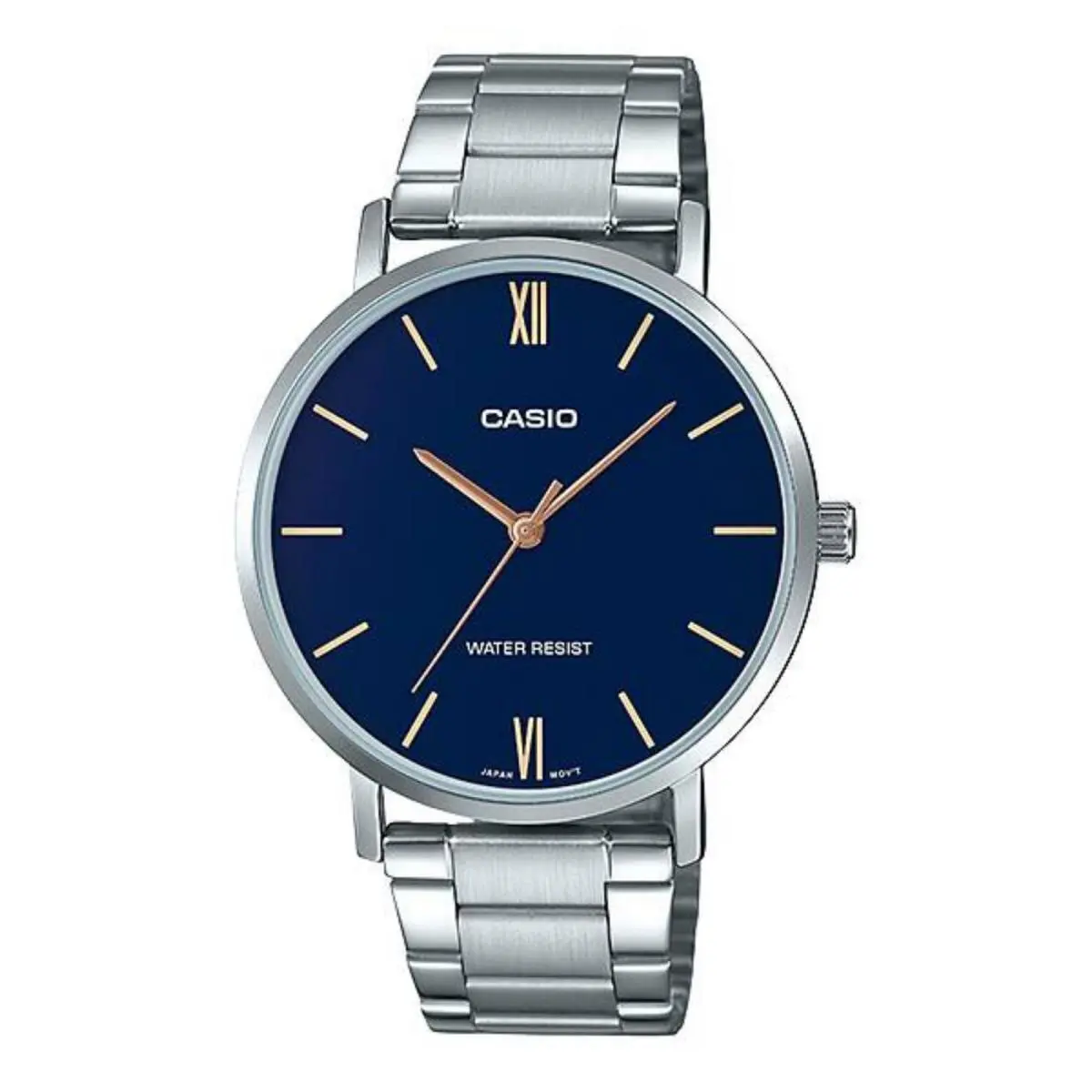 Men’s Silver Bracelet Analog Watch with Blue Dial - MTP-VT01D-2BUDF by Casio