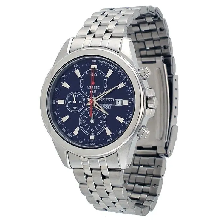 SNDF01 Men`s Chronograph Blue Dial Stainless Steel Bracelet Watch by Seiko