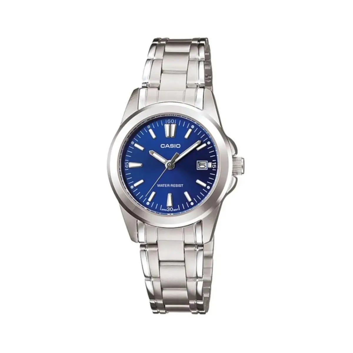 Women’s Blue Dial Analog Watch with Stainless Steel Bracelet by Casio