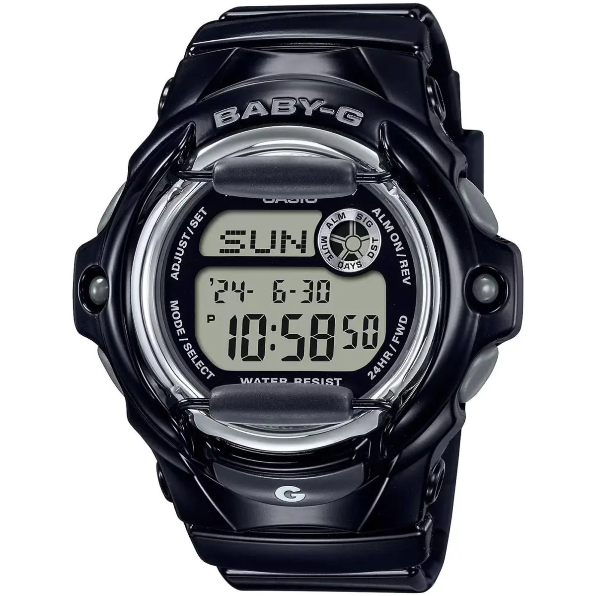 Casio Women`s Watch Baby-g Alarm Grey Digital Dial Black Resin Strap BG169U-1