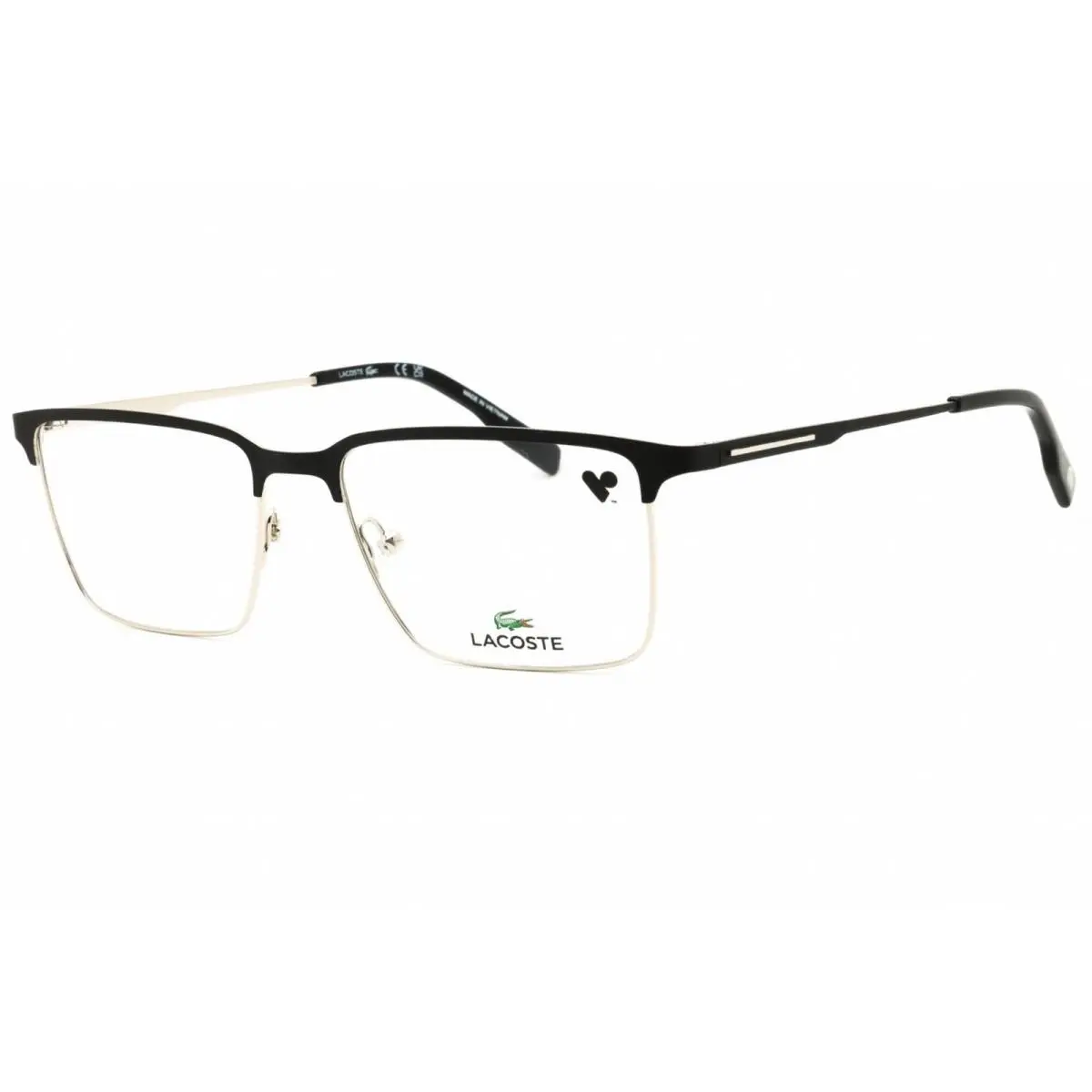Lacoste Men`s Eyeglasses Matte Black Metal Rectangular Full Rim Frame L2296N 002