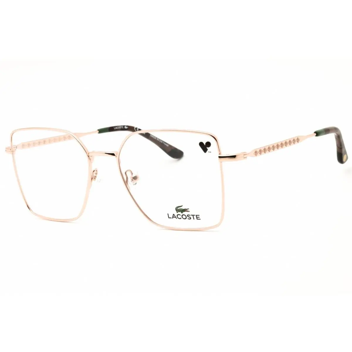 Women`s Eyeglasses Rose Gold Metal Rectangular Full Rim Frame L2316 770 by Lacoste