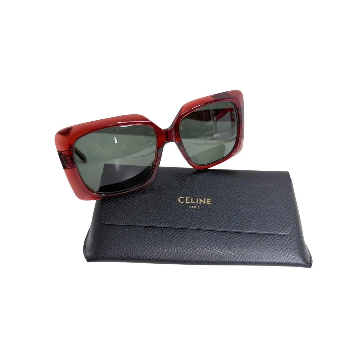 Celine Sunglasses Womens Red Square Oversized CL40096I 66N Transparent Red