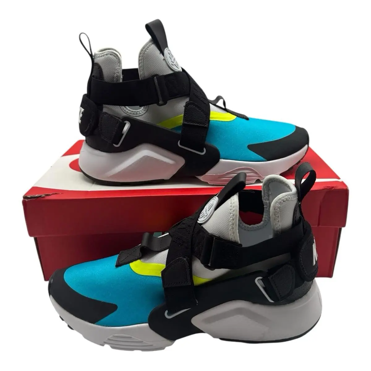 Nike Air Huarache City GS Shoes Youth 5.5 Womens 7 Blue Fury Black Volt Sneakers - Blue