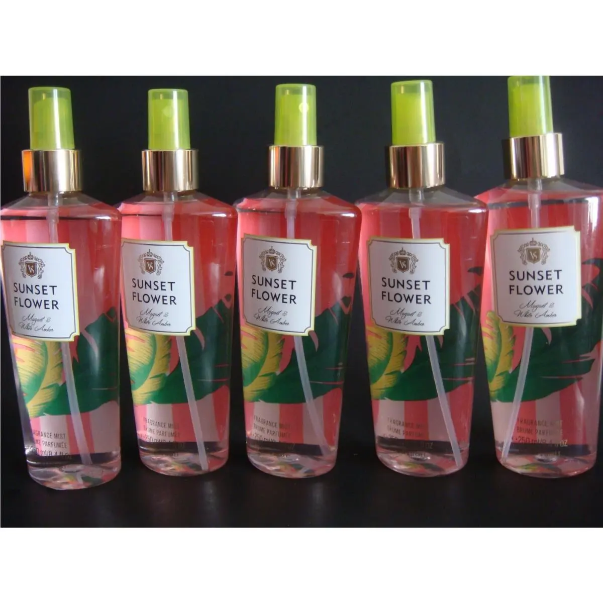 LOT-5 Victoria`s Secret Sunset Flower Fragrance Mist Maguet and White Amber