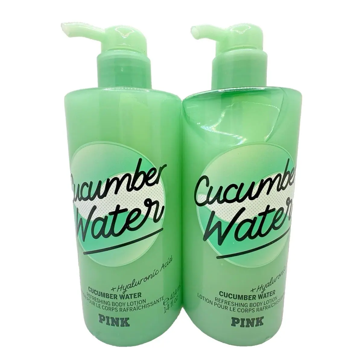 Victoria`s Secret Pink Cucumber Water Refreshing Body Lotion 14 oz x2 by Victoria's Secret