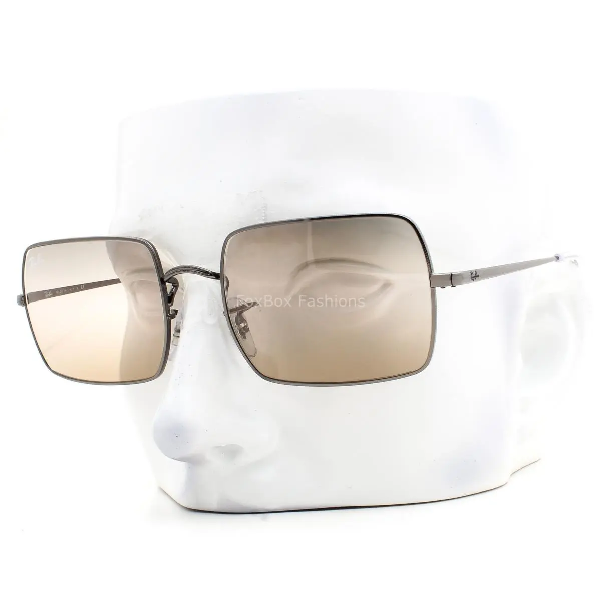 Ray-ban Rectangle RB 1969 004/GC Sunglasses Gunmetal Gray Pink Glass with Case