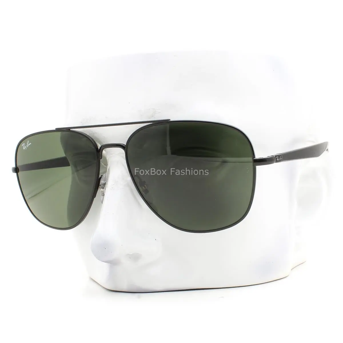 Ray-ban RB 3683 002/31 Sunglasses Shiny Black Unisex Green Glass 56mm with Case