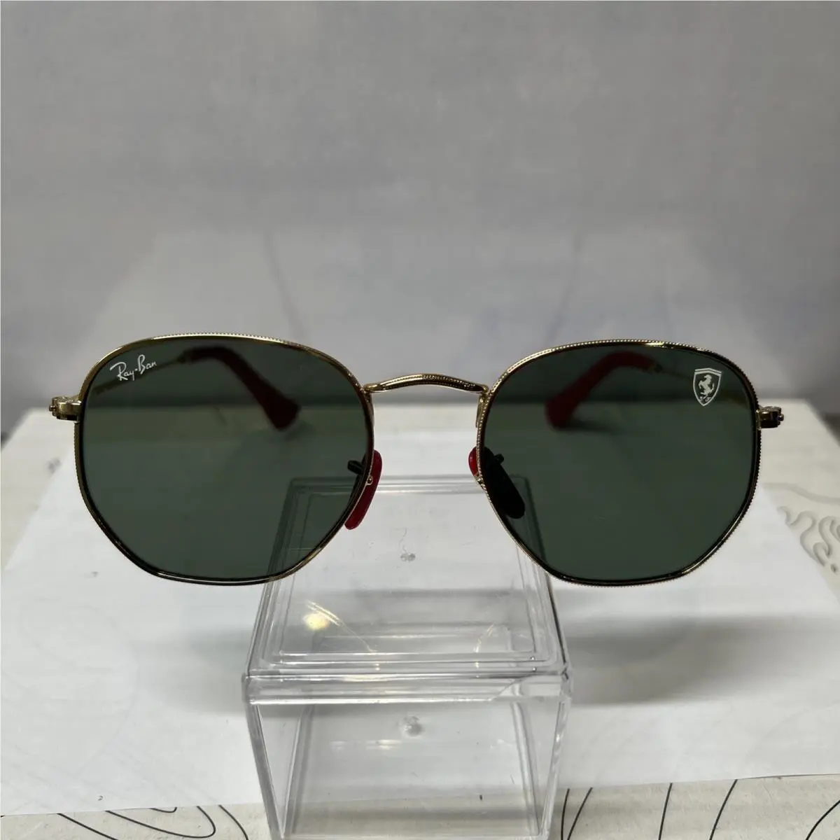 Ray Ban 3548 N-f Flat Hexagon Lenses Ferrari Red Accents Cool Glasses