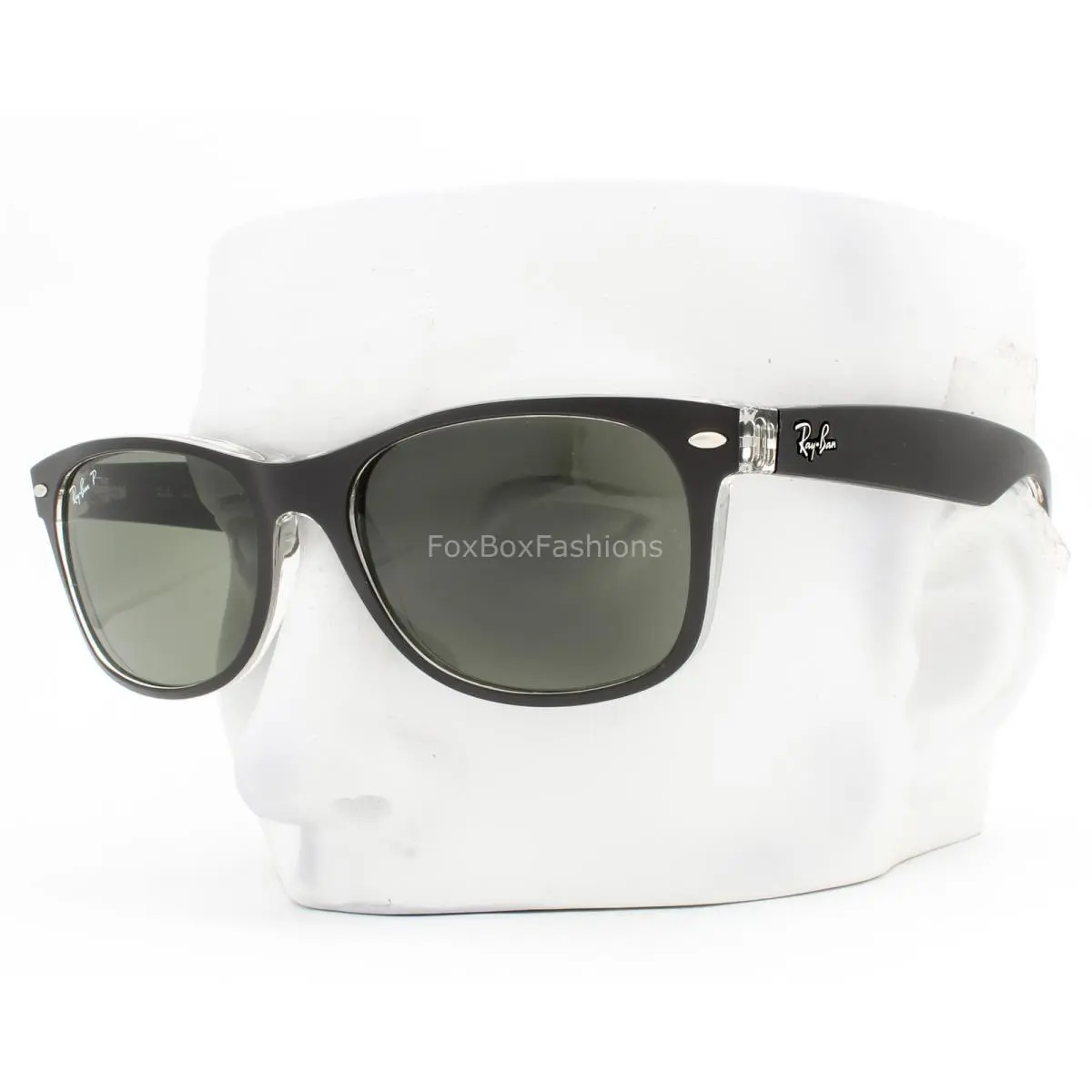 Ray-ban Wayfarer Sunglasses RB 2132 6052/58 Matte Black on Clear Polarized