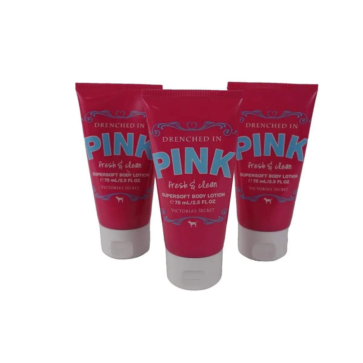 3 Victoria`s Secret Drenched IN Pink Fresh Clean Supersoft Body Lotion 2.5 OZ