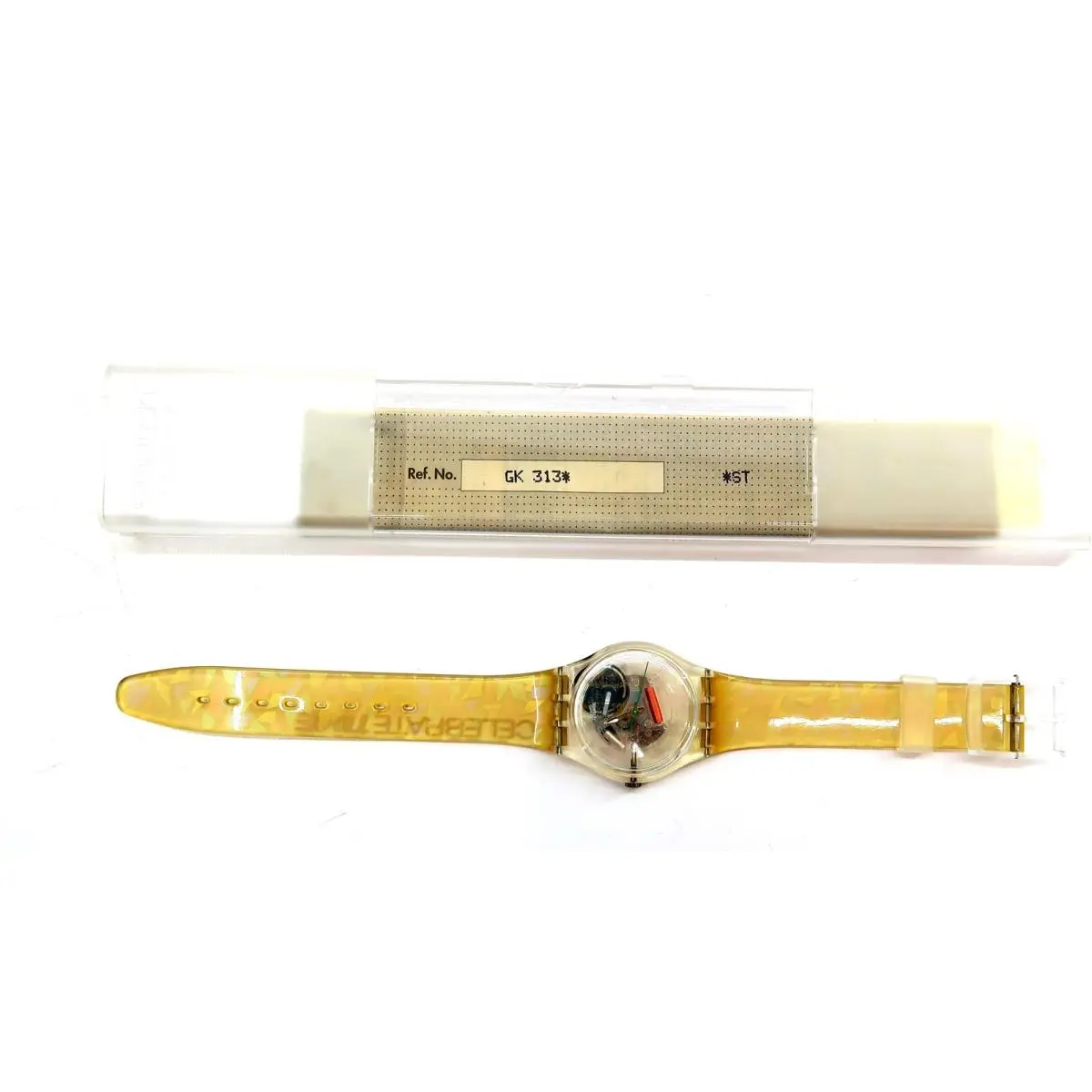 Swatch Watch Mother OF Pearls GK313 w/ Case and Papers 2000 Gents Jelly