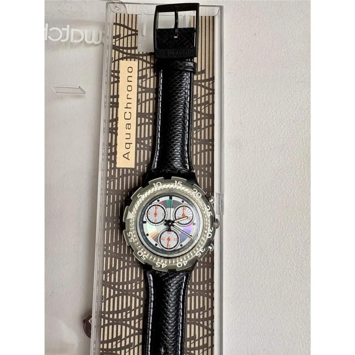 1993 Aquachrono Swatch Watch Black Rudder SBB100 Never Worn