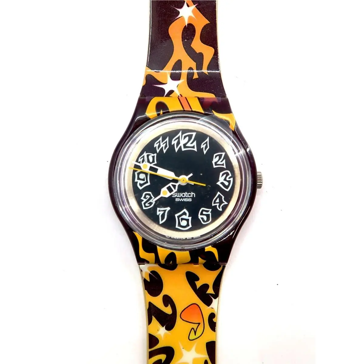 Swatch Access Watch Zappin` Daddy SKP100 Case Papers 2003 Gents Snow Pass - Dial: Black, Band: Multicolor, Bezel: Clear