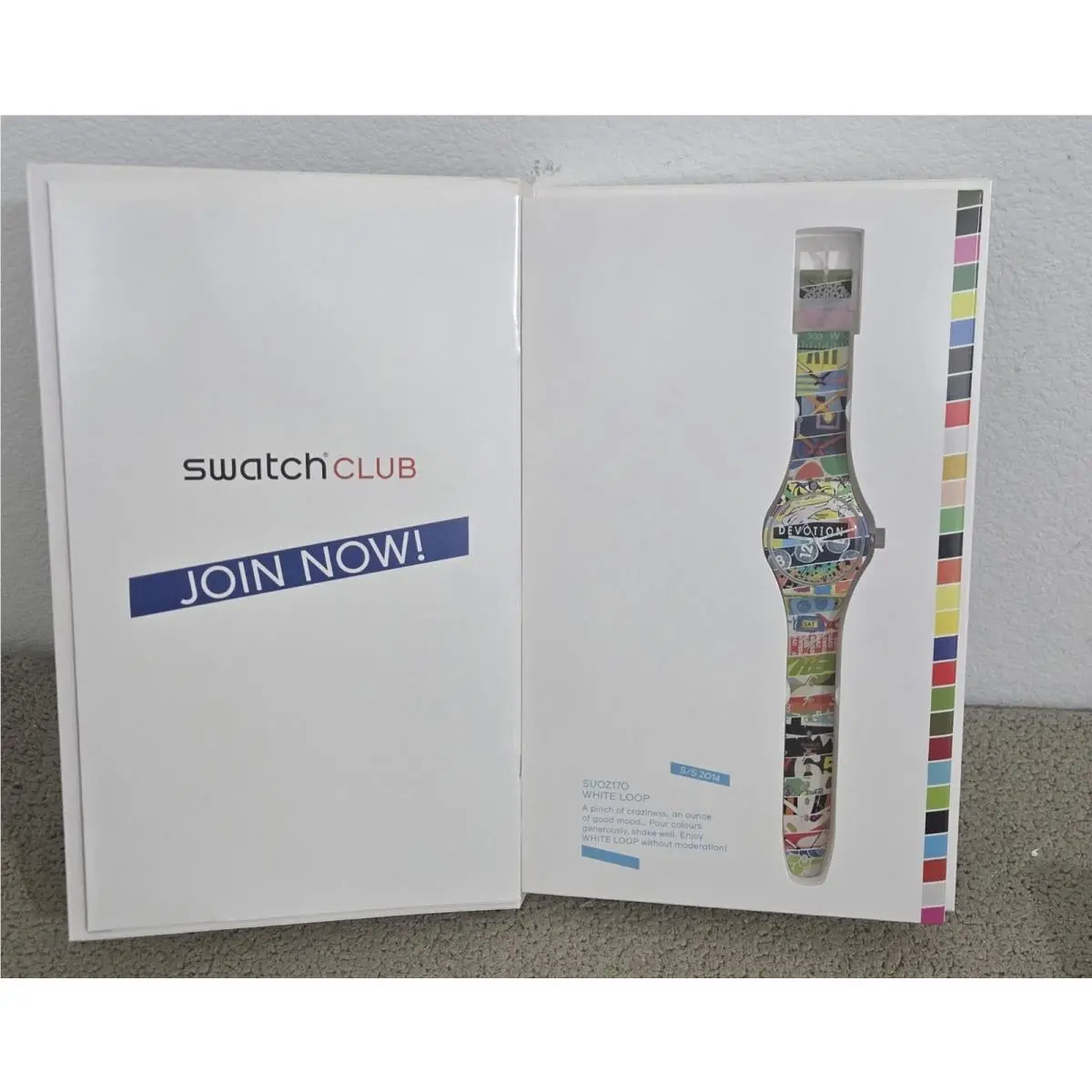Swatch S/s 2014 White Loop Club Special Box Set Gent Watch SUOZ170