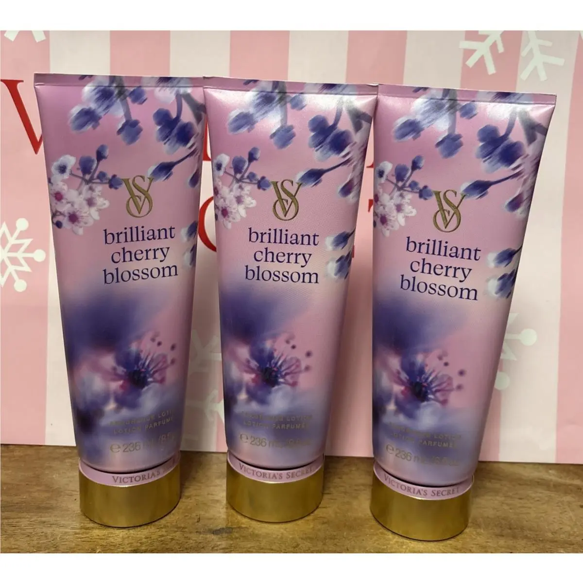 3 Victoria’s Secret Brilliant Cherry Blossom Fragrance Body Lotion 8 Oz-new
