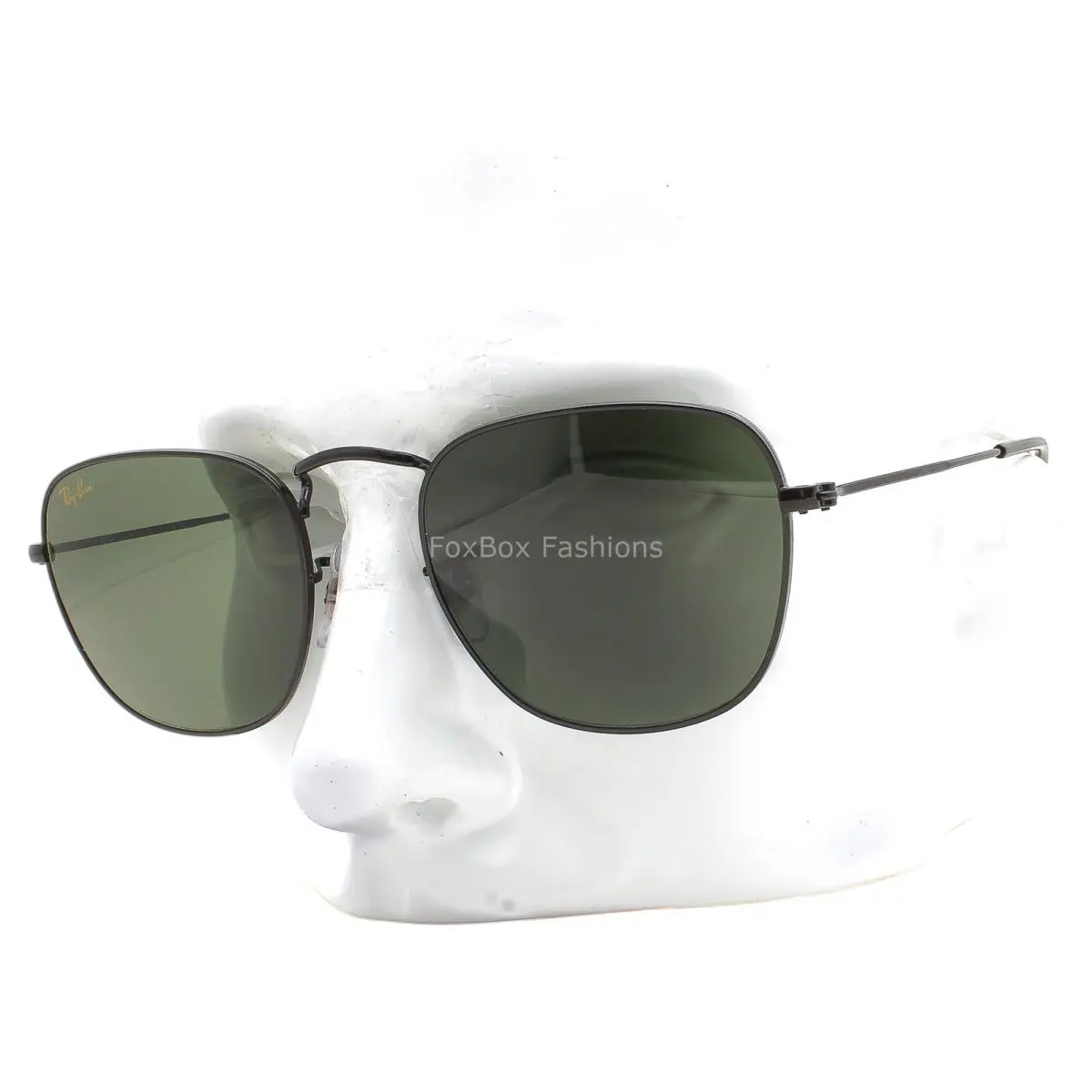 Ray-ban Frank RB 3857 9199/31 Sunglasses Shiny Black Green Glass 51mm with Case