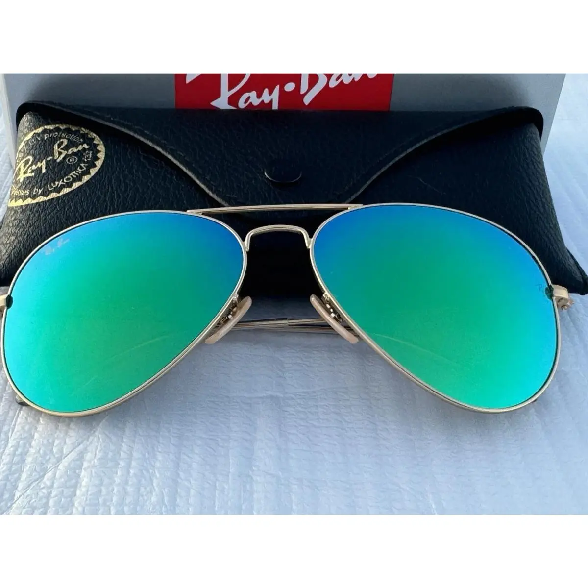 Ray-ban RB3025 112 19 58 Aviator Matt Gold Frame Green Mirror