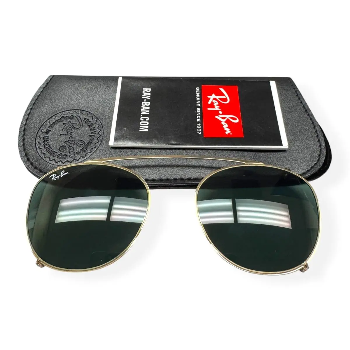 Ray-ban Clip On Sunglass Attachment RB 6355C 2500/71 Shiny Gold Green with Pouch by Ray-Ban