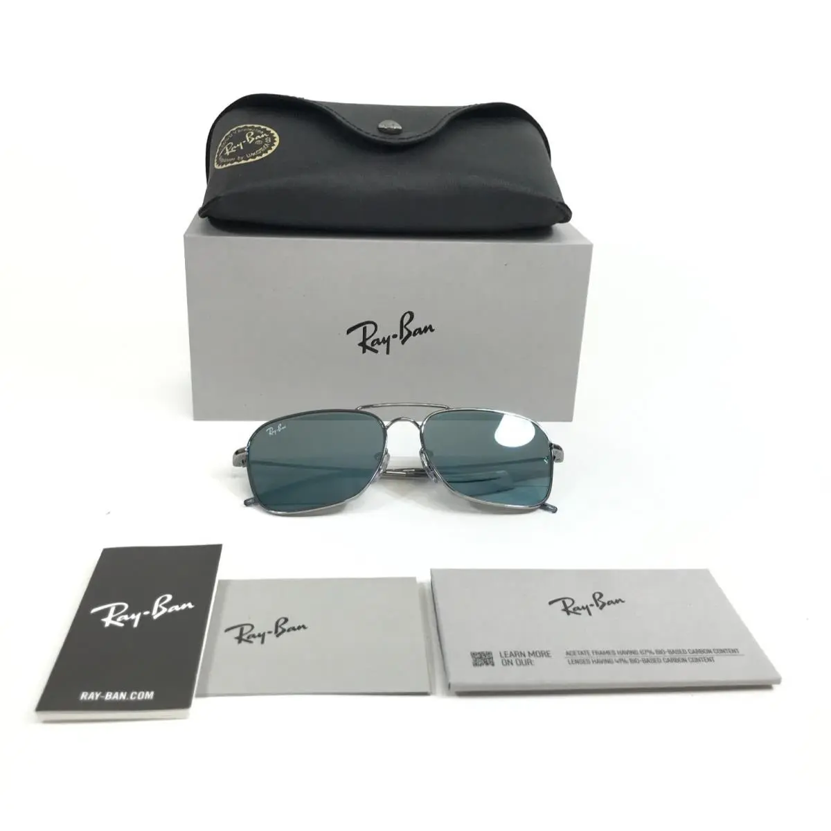 Ray-ban Sunglasses RBR0102S Caravan Reverse 004/GA Polished Gunmetal Light Blue