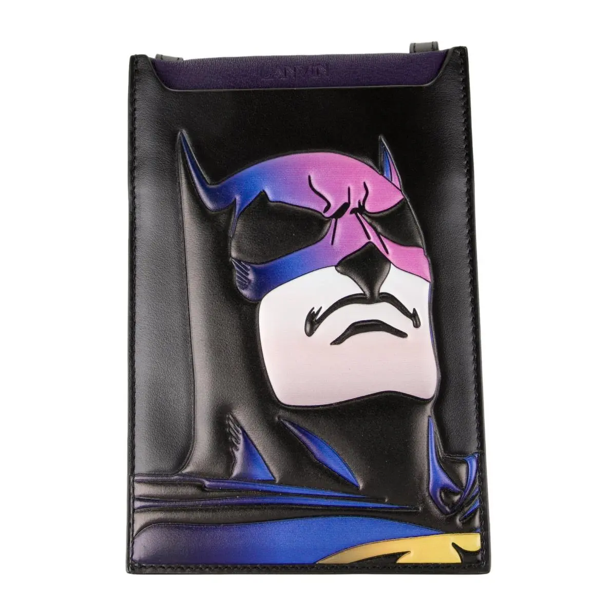 Lanvin Phone Pouch Holder Crossbofy Unisex DC Comics Batman Black Leather