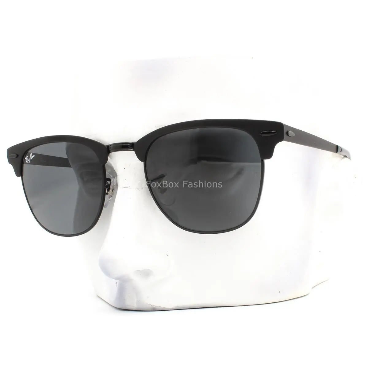 Ray-ban Clubmaster Metal Sunglasses Matte Black Blue Glass RB 3716 186/R5 W/case