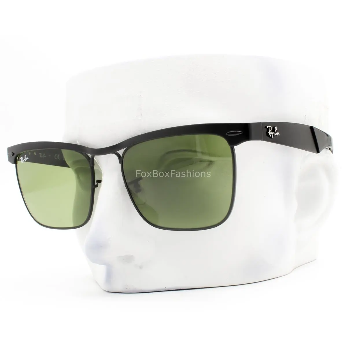 Ray-ban Wayfarer Deluxe Sunglasses Matte Black Green Glass RB 3875 006/4E W/case