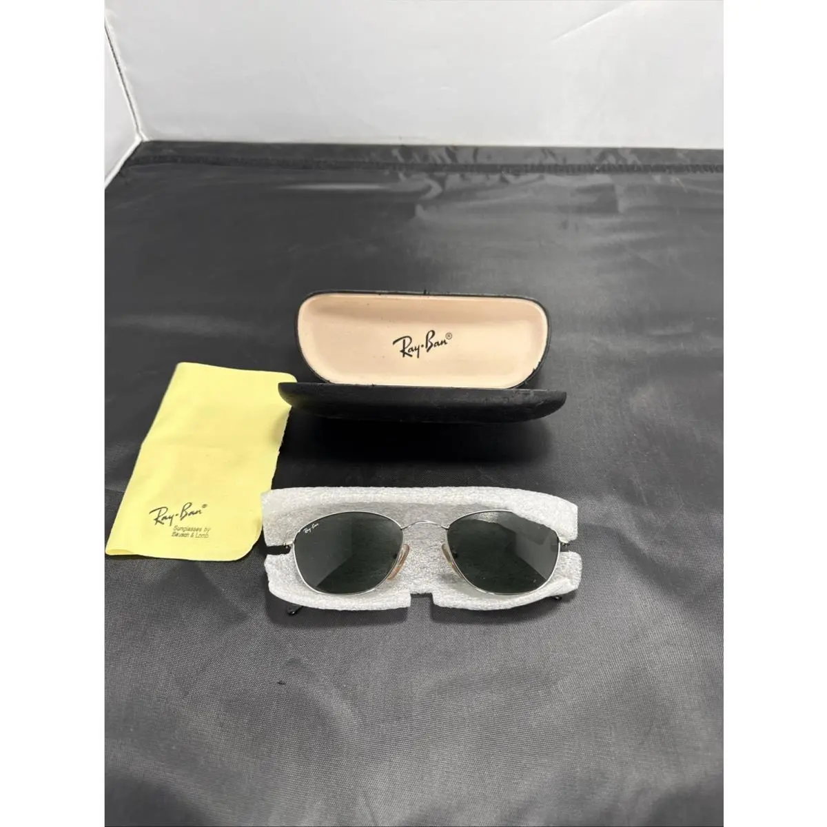Vintage W2657 Ray-ban Gatsby Tea Cup Metal Marble Silver Frame Sunglasses Nos