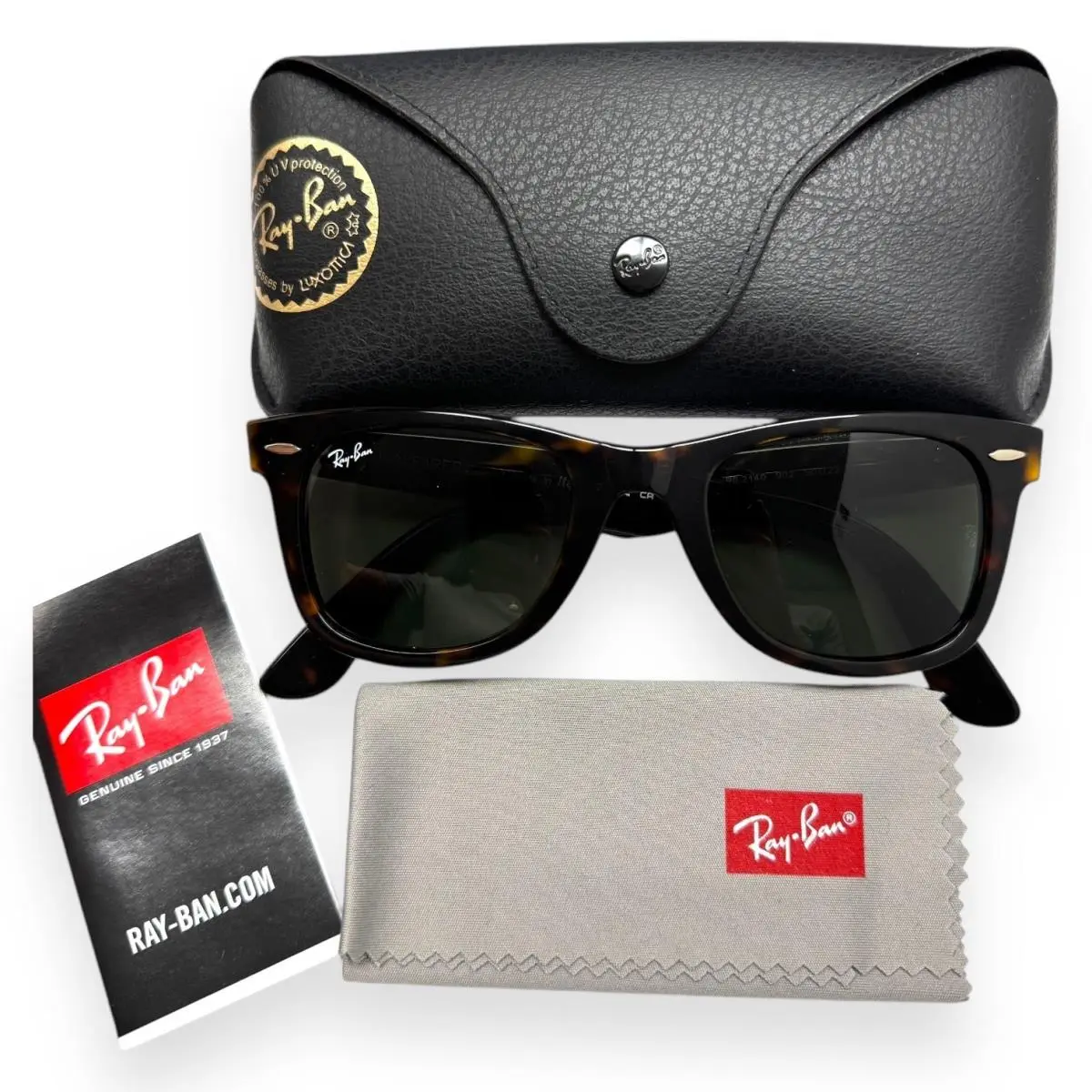 Ray-ban Wayfarer Sunglasses RB 2140 902 Brown Tortoise Green 50mm W/case