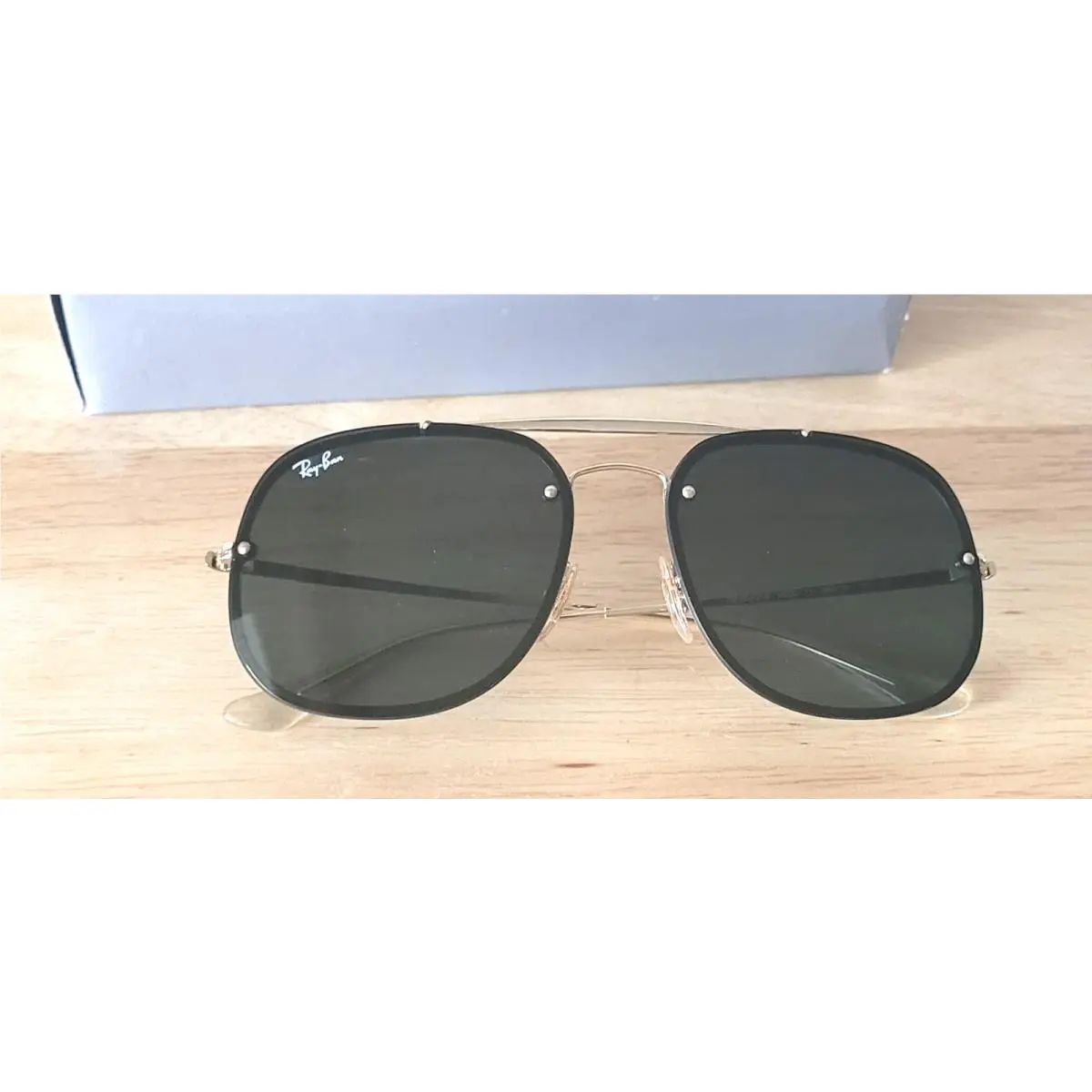 Ray Ban Italymade Square Gold-green Standard Fit Unisex Sunglasses