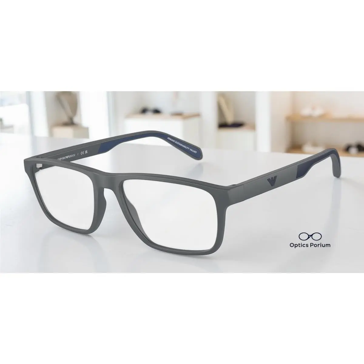 Emporio Armani EA3233 6103 Matte Dark Grey Demo Lens 56 mm Men`s Eyeglasses
